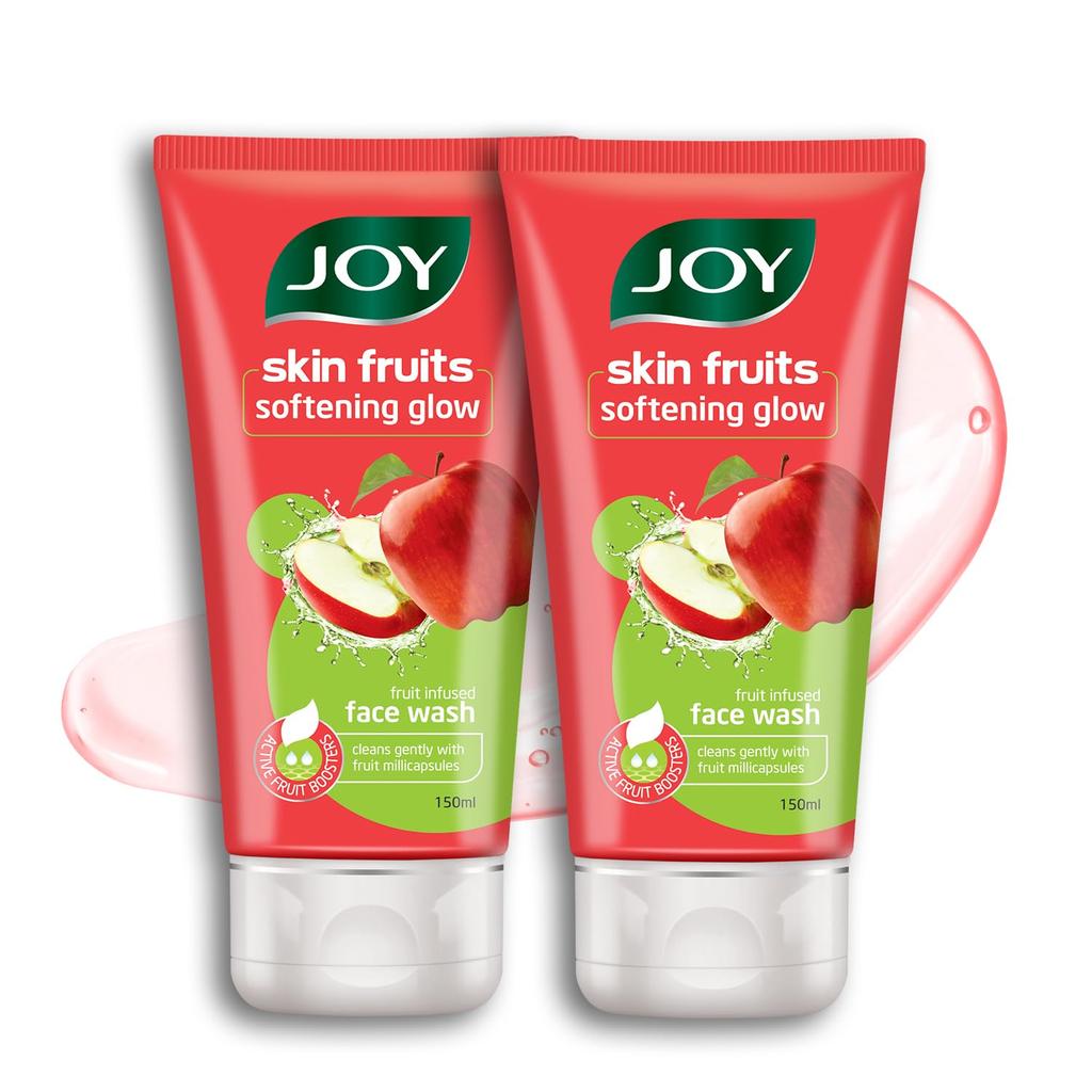 JOY Skin Fruits Apple Face Wash for Glowing Skin 150ml X 2 | Softening, Moisturising & Nourishing Daily Cleanser