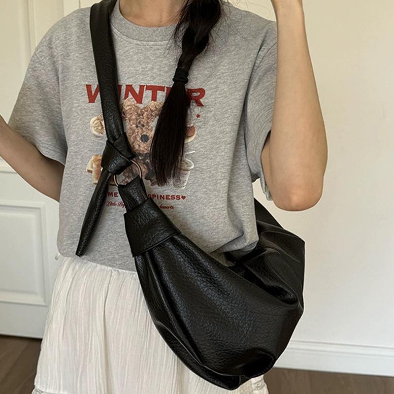 Корейская винтажная плиссированная сумка-хобо через плечо женская из мягкой ПУ кожи, сумка-пельмень, летняя повседневная, большой вместимости, на плечо KTY