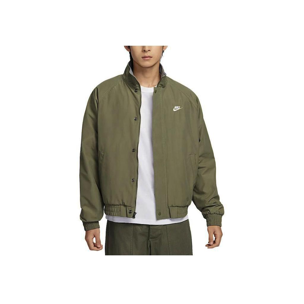 New Nike Club Jacket Men's Medium Olive Green/White FZ0657-222