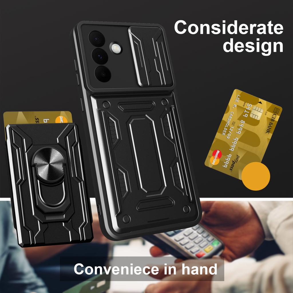 For Samsung Galaxy A36 5G Case PC+TPU Kickstand Phone Back Cover with Camera Slider