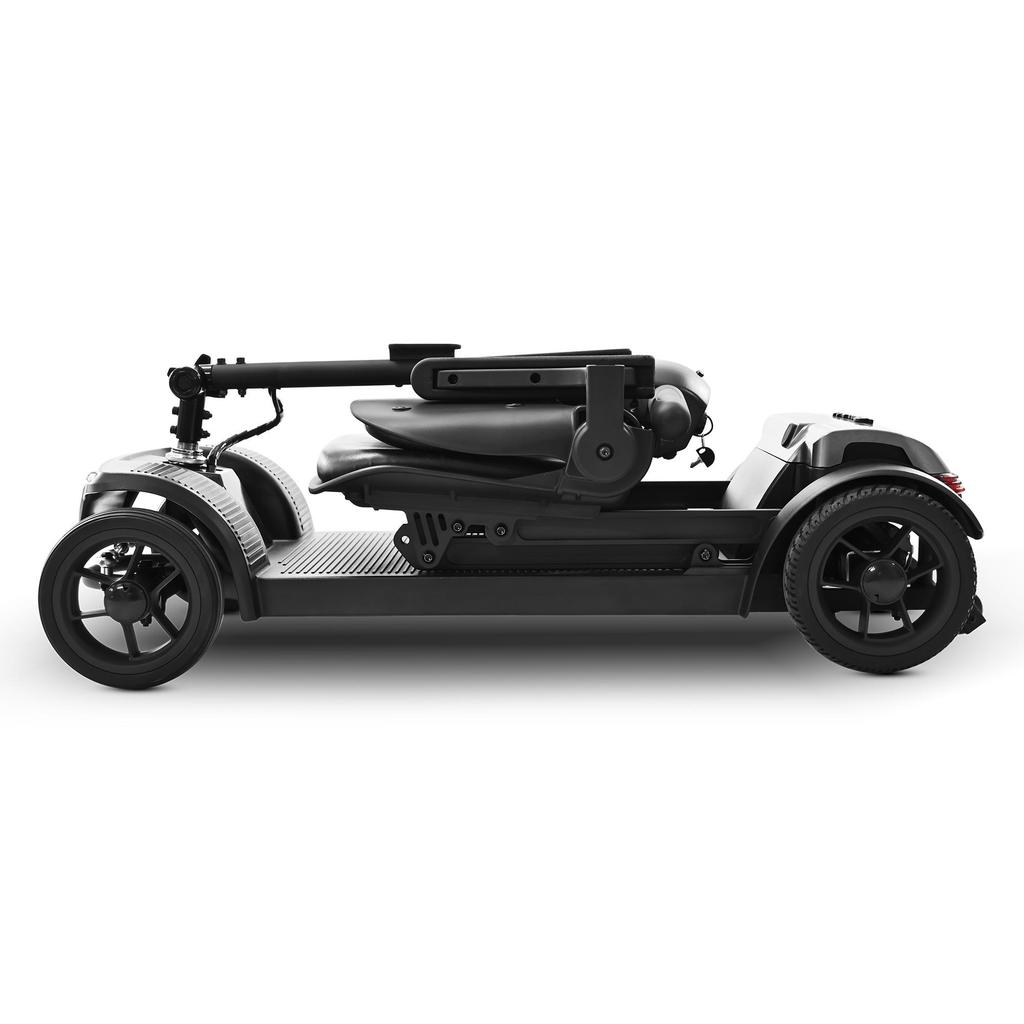AIR TRAVELLER Black 180W Motor, 20Ah Battery, 8-inch Solid Tires, Foldable Frame, 4-Wheel Portable Electric Scooter