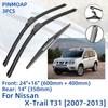 3PCS For Nissan X-Trail T31 2007-2013 24"+16"+14" Front Rear Wiper Blades Windshield Windscreen Window Cutter Accessories 2009 2010 2011 2012 2013