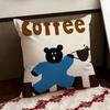 Creative Coffee Illustration Cushion Cover Reversible Soft Durable Pillow Cover Home  Car MultiScene Use for Daily Comfort