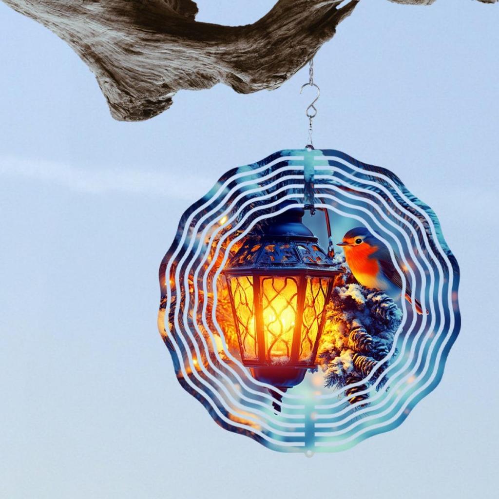 10 Inch Metal Wind Chime with Lantern and Bird Design Outdoor Garden Patio Decor for Halloween Christmas Easter Thanksgiving