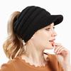 Men's and Women's Winter Warm Knitted Woolen Baseball Cap Simple Fashion Open-back Ponytail Hat Unisex Ski Sports Hat