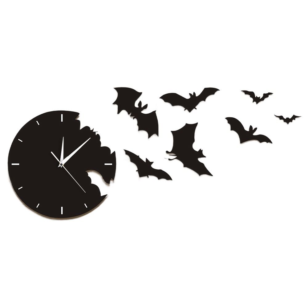 Настенные часы в форме летучей мыши Домашние украшения на Хэллоуин Декоративные часы Детская спальня