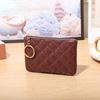 Women Wallet Portable Mini Faux Leather Smooth Zipper Key Ring Cards Holder