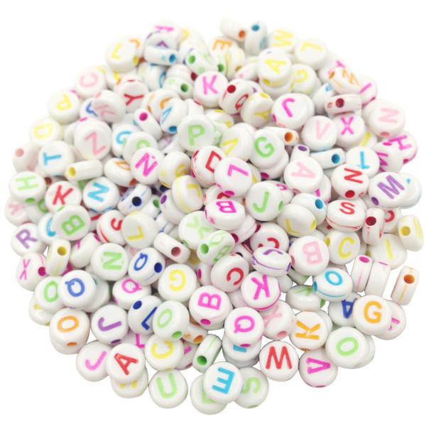 Творческие плоские бусины для изготовления украшений, буквы, разноцветные аксессуары, 100 шт., квадратные бусины своими руками для акрила
