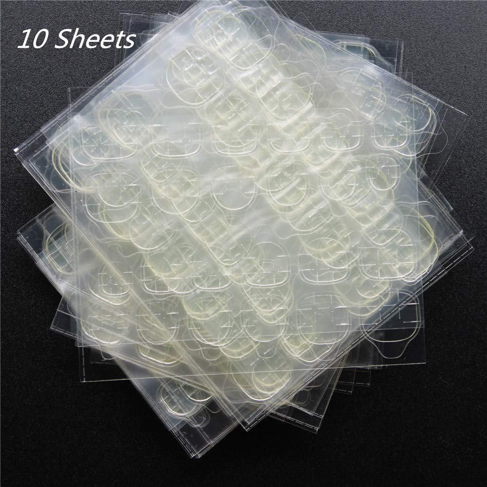10 Sheets Waterproof Breathable Jelly Double Sided Nail Adhesives,Press On Nails Sticky Tabs Nail Glue Sticker