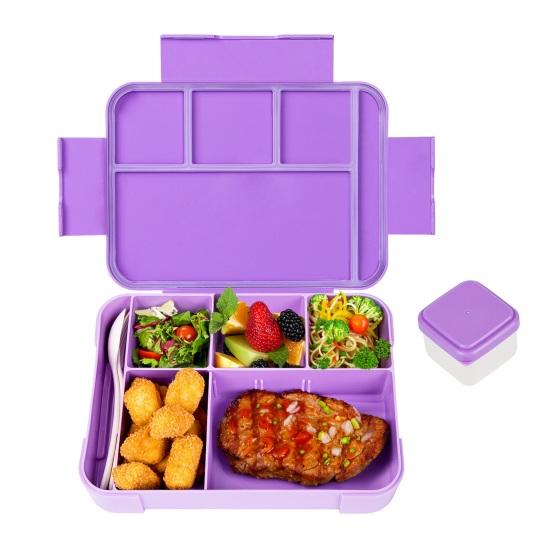 Детский ланч-бокс Bento, герметичный контейнер для закусок для малышей с 6 отделениями и столовыми приборами, лоток для льда, герметичный контейнер для хранения продуктов без содержания бисфенола А