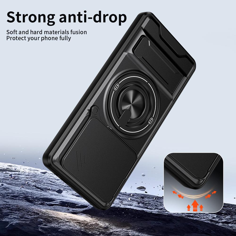 KEYSION Магнитный чехол для телефона TECNO Pova 6 6 Pro 5G Защита сдвижной крышки камеры Вертикальная подставка Кольцо Ударопрочная задняя крышка