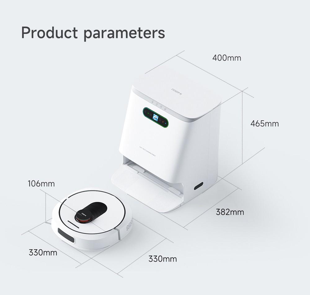 Обновленный:  Умный робот-пылесос ROIDMI EVA, самоочищающийся и опорожняющий, 3200 Па, мощное всасывание, 3-в-1, пылесос, подметание и уборка