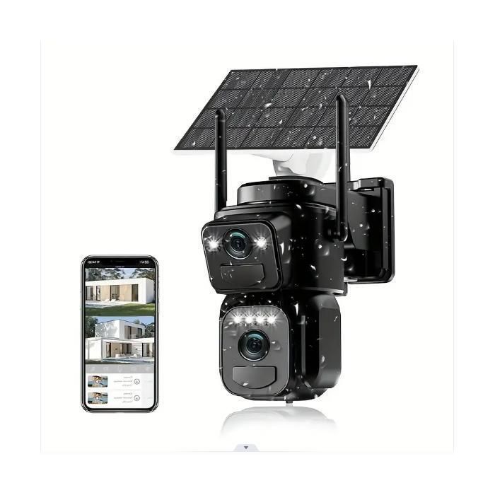 Security Camera - Solar - Dual Lens - 1080p - Night Vision - Built-in Wi-Fi