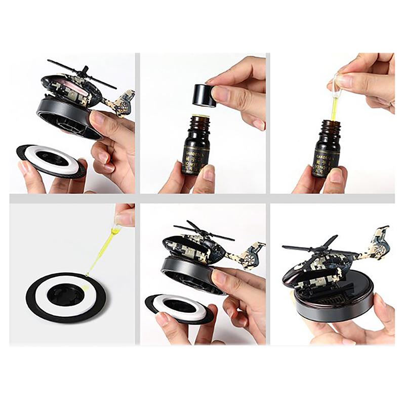 1Pc Car Air Freshener Solar Helicopter Decoration Mini Car Perfume Air Freshener Fragrance Car Airplane Ornament Car Accessories