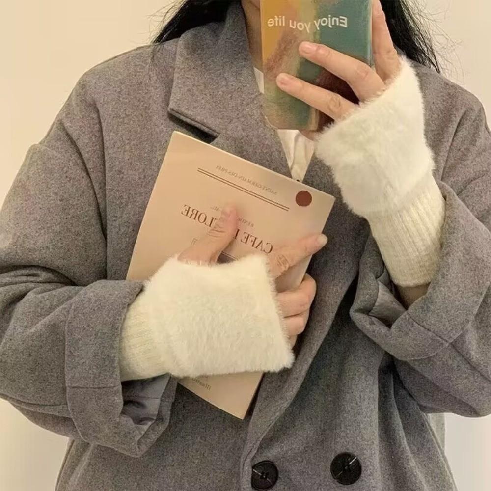 Soft Half Finger Gloves Warm Insulation Wrist Mittens  Winter Women's Wear Accessory