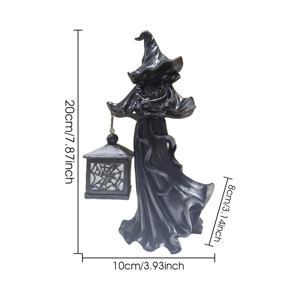 Faceless Witch With Lantern Vintage Resin Cracker Barrel Ghost LED Lantern Halloween Lanterns Witch Statues Halloween Ghost