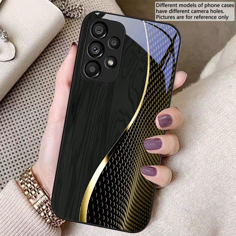 Сетка с текстурой дерева черная Для Samsung S8 S9 S10 20 U ltra S21 Pro S22 Plus S23 FE S24 Ultra 22 S25 Edge S25Ultra Стеклянный Чехол для Телефона