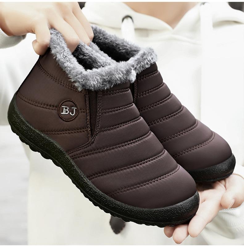 Fashion Cotton Shoes Winter New Couple Snow Boots with Plush and Thick Cotton Boots, Polyurethane Warm and Casual Walking Shoes