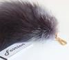 Genuine Fox Tail Fur Handbag Charm Cosplay Toy Fox Hair and Keychain Hook Ring Clip, Brown, Large