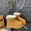 2024 Luxury Winter Women Short Plush Warm Snow Boots Casual Shoes New Suede Fur Chelsea Ankle Boots Flats Platform Ladies Shoes