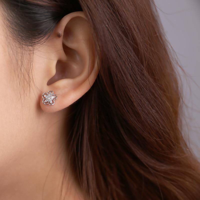 Серьги с полыми цветами из циркония, женские модные серьги в стиле Ins, маленькие, свежие, милые, супер-светлые, роскошные серьги