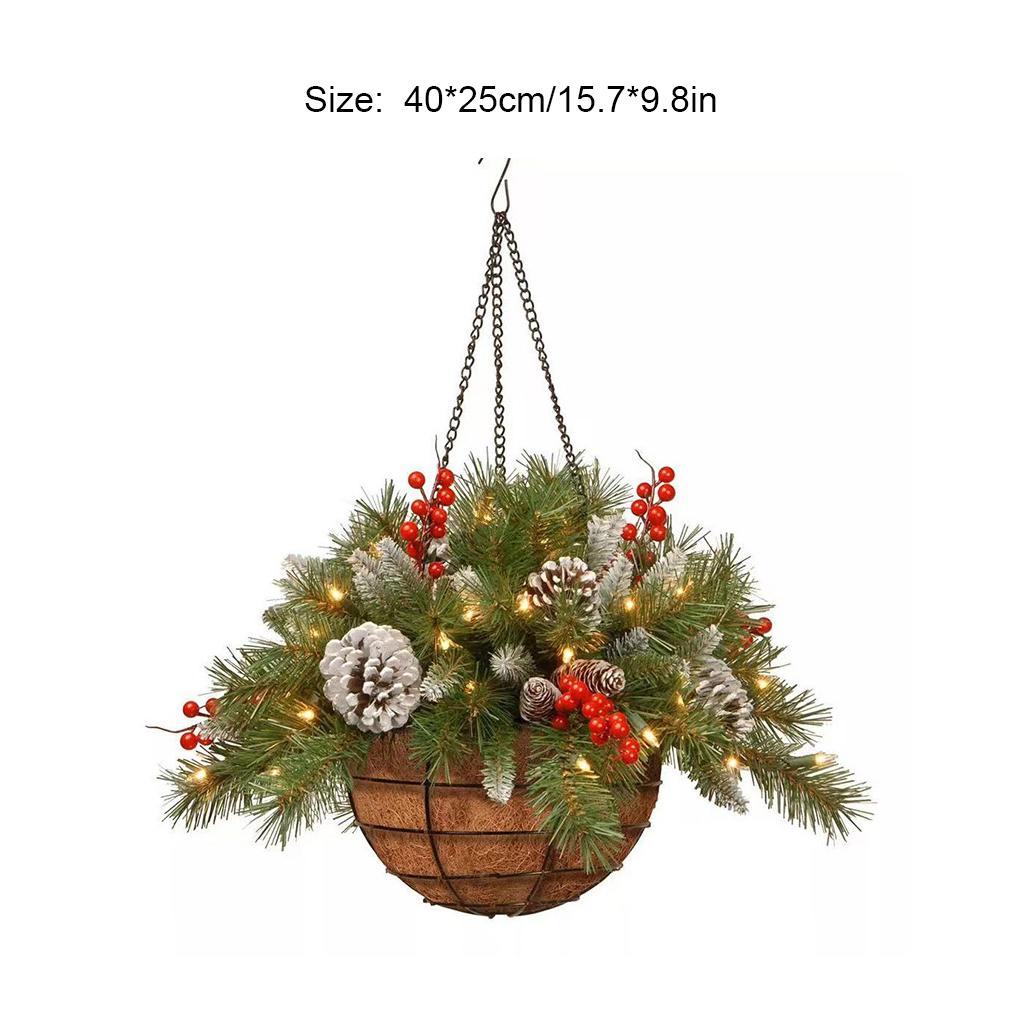 2 упаковки/лот предварительно освещенная искусственная рождественская подвесная корзина премиум-класса для праздничного украшения праздника