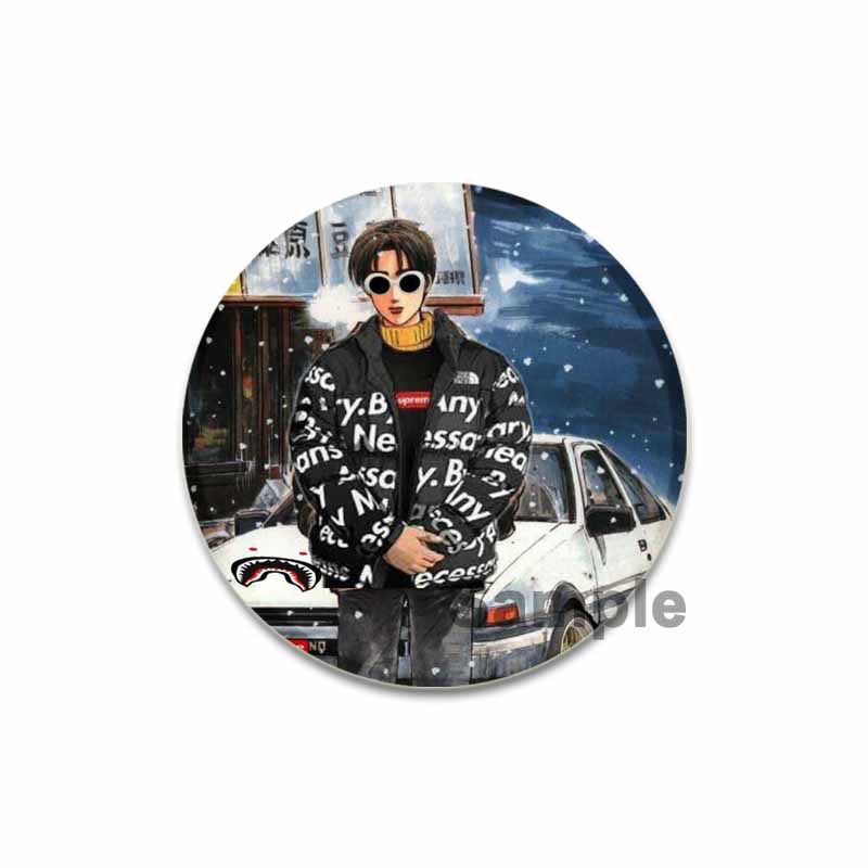 32/44/58MM Initial D Anime Enamel Pins for Clothes Bag Decor Round Cartoon Brooches On Backpack Racing Badge Jewelry Gift Accessory