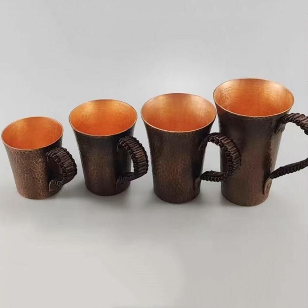 Винтажная медная кофейная кружка, кружка Moscow Mule, стакан с молотковой текстурой, плетёной ручкой, 450 мл, пивная кружка, чайная чашка, посуда