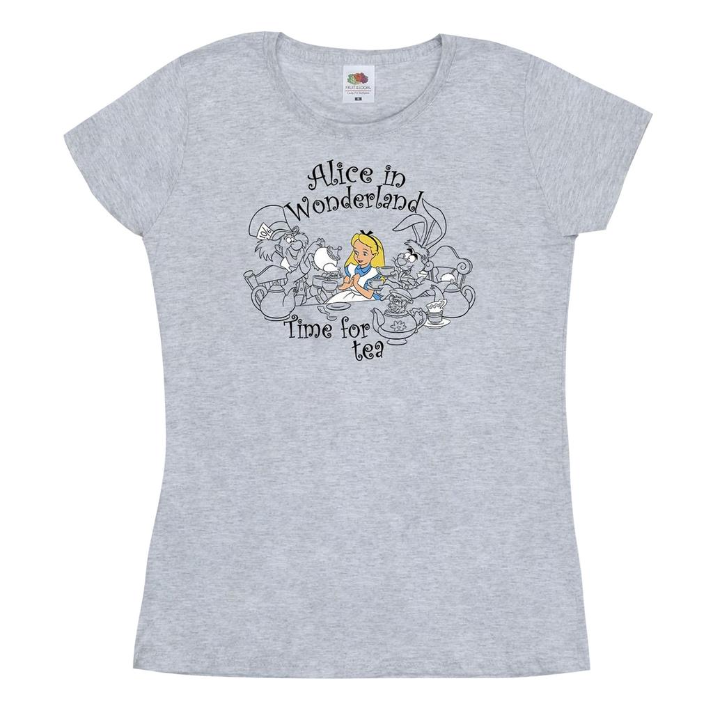 Disney Womens/Ladies Alice In Wonderland Time For Tea Cotton T-Shirt