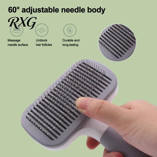 Fur Grooming Tool for Puppies And Kittens Self-Cleaning Pet Brush, Dog Shedding Brush with Rounded Tips, Ergonomic Hair Deshedding Long Short