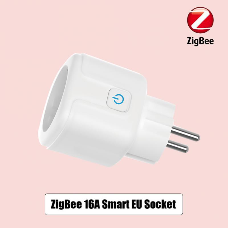 Умная розетка Zigbee Tuya Smart Life App Control, европейская вилка 16a 20a, беспроводная розетка с монитором мощности для Alexa Alice Google Home