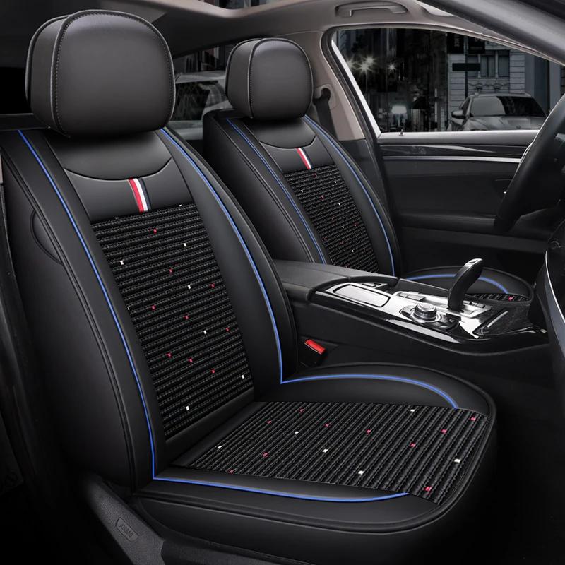 Высококачественные кожаные и ледяного шелка 3D чехлы на сиденья автомобиля с полным покрытием на 5 мест - Универсальная посадка, Дышащие, Противоскользящие, Легко установить
