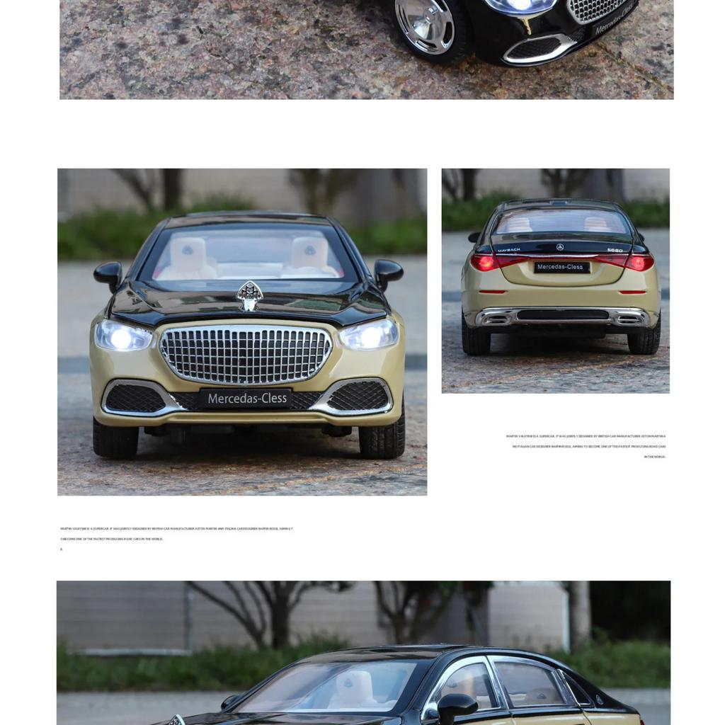 1/24 Maybach S680 Управление ключом Металлическая модель автомобиля Игрушка Литье под давлением Металлическое литье Звук и свет Оттяжная машинка Игрушки для детей Транспортное средство