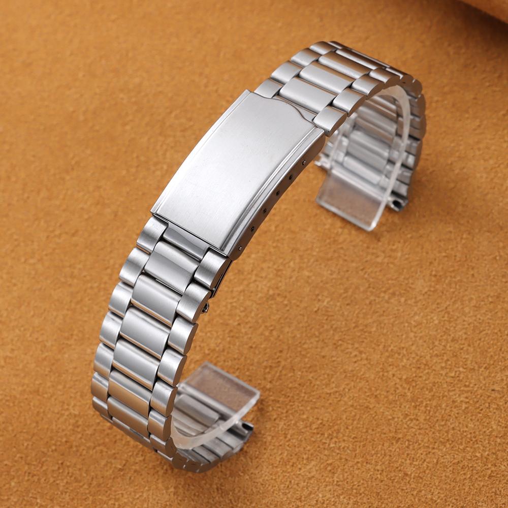 Silver Gold Stainless Steel Watch Band 12mm 14mm 18mm 20mm Metal Bracelet Folding Buckle Universal Watch Strap for Men and Women