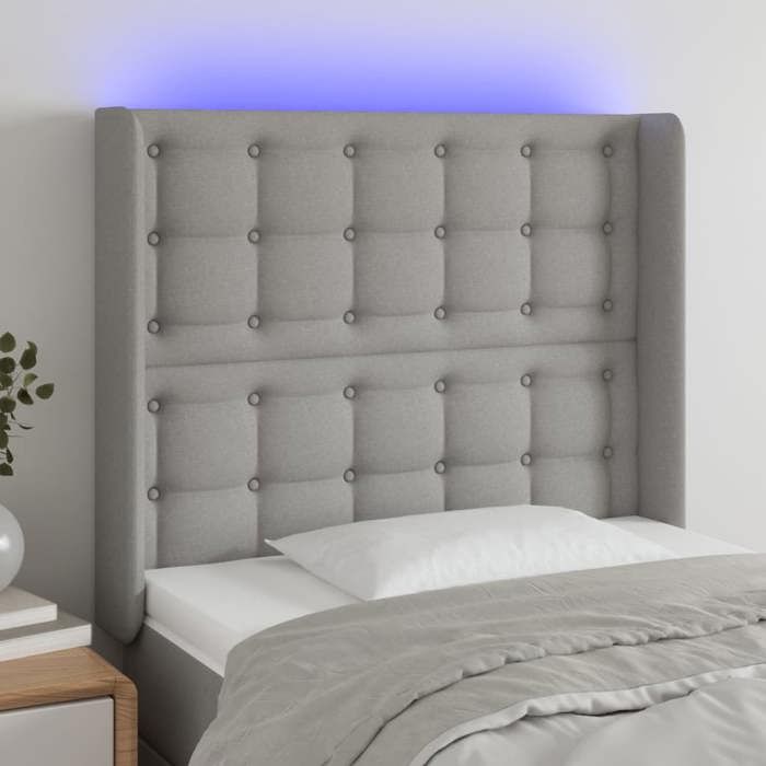 VidaXL LED Headboard Bedroom Furniture Single Bed Accessory Headboard Interior Light Grey 3124472