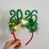Блестки 2026 Новогодние повязки на голову Красочные цифры Рождественское украшение на голову Удобное Праздничное Блестящее Головное украшение для Взрослых и Детей