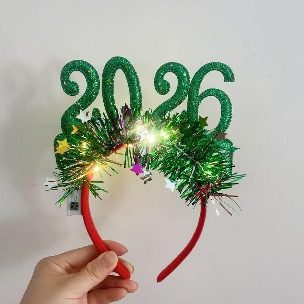 Блестки 2026 Новогодние повязки на голову Красочные цифры Рождественское украшение на голову Удобное Праздничное Блестящее Головное украшение для Взрослых и Детей