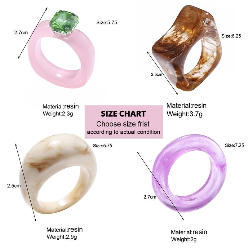 17KM Летние прозрачные квадратные круглые кольца с кристаллами, ювелирные изделия для вечеринки, богемное креативное кольцо нестандартной формы из акриловой смолы для женщин