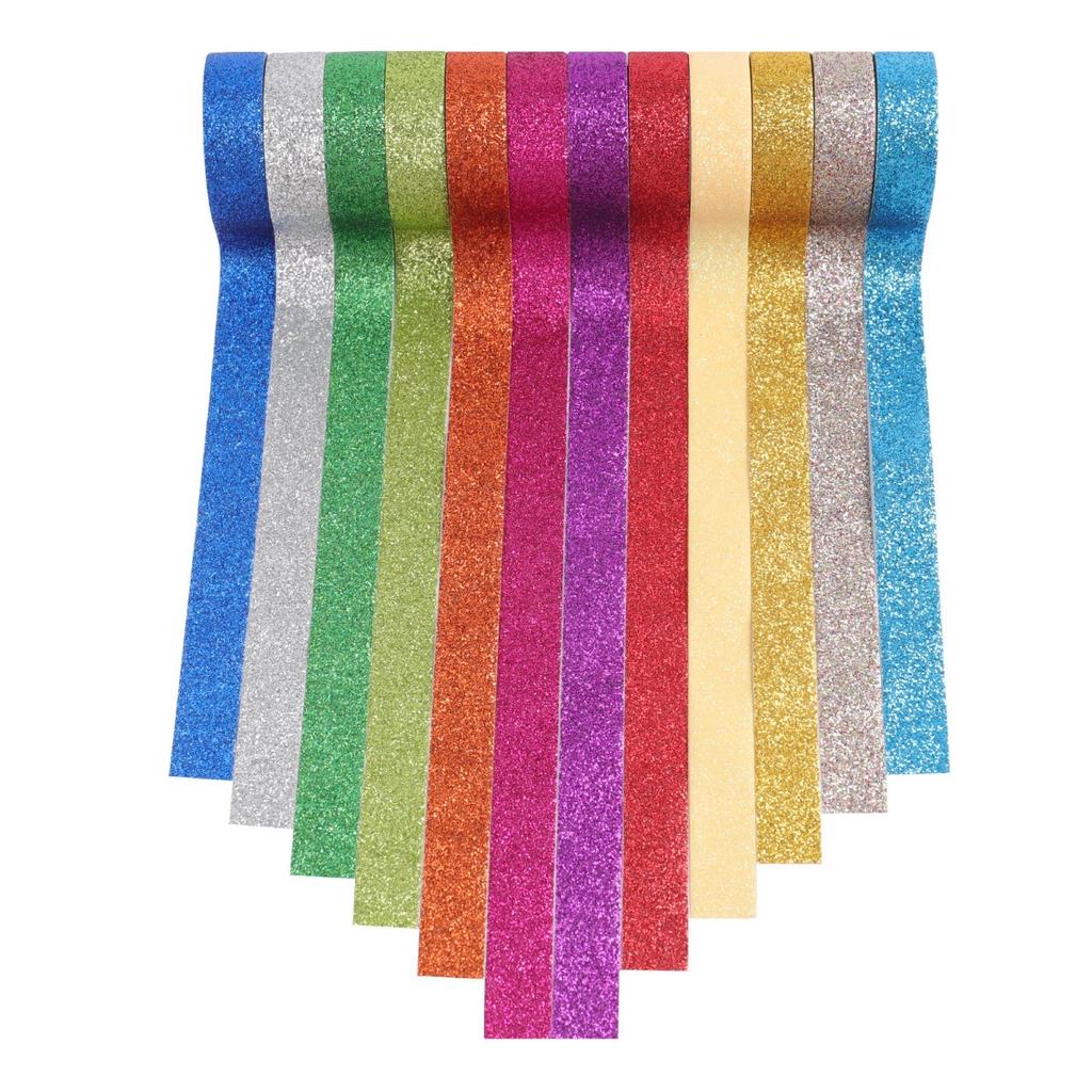 Sparkle Decorative Tape for Art, DIY Glitter Washi Tape Set - 12 Rolls Colored Masking Tape, Scrapbook Tape,Decor & Crafts