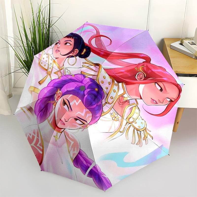 1pc Rainbow Princess Outdoor Umbrella - Automatic Opening/Closing, 3-Fold Design, 8-Bone Iron Frame, Perfect Gift for Fans & Travelers.N002