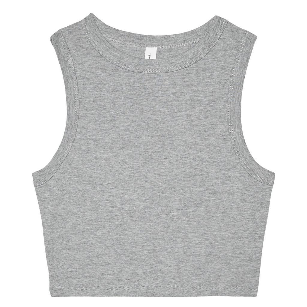 Bella + Canvas Womens/Ladies Heather Micro-Rib Cropped Muscle Tank Top