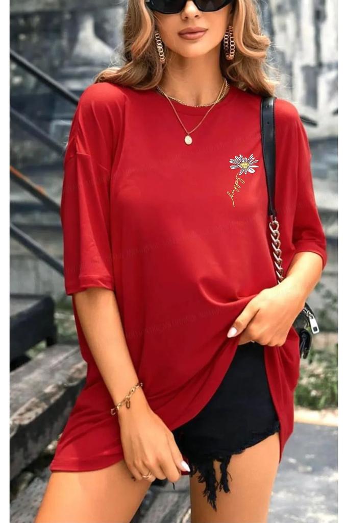 Женская футболка большого размера с принтом ромашки