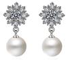 Fashion Latest Crystal Pearl Silver Plated Earrings for Women
