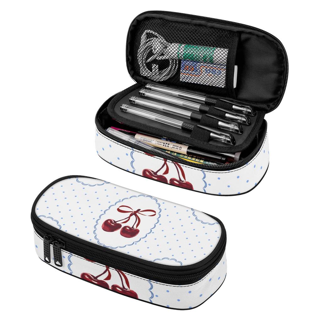 Pencil Pouch Durable 300D Polyester Spacious Storage Smooth Zipper with Mesh Pocket Removable Divider and Pen Slots for Students