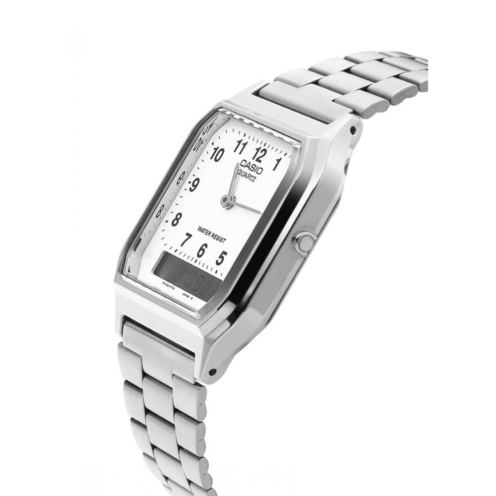 Casio Aq 230a 7bhdf  Aq 230a 7b  Аналогово-цифровые квадратные винтажные ретро публичные металлические часы