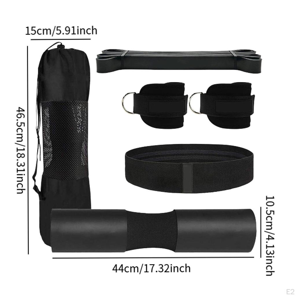 Barbell Pad Set for Squat Neck Shoulder with Resistance Band Anti Slip 2 Gym Ankle