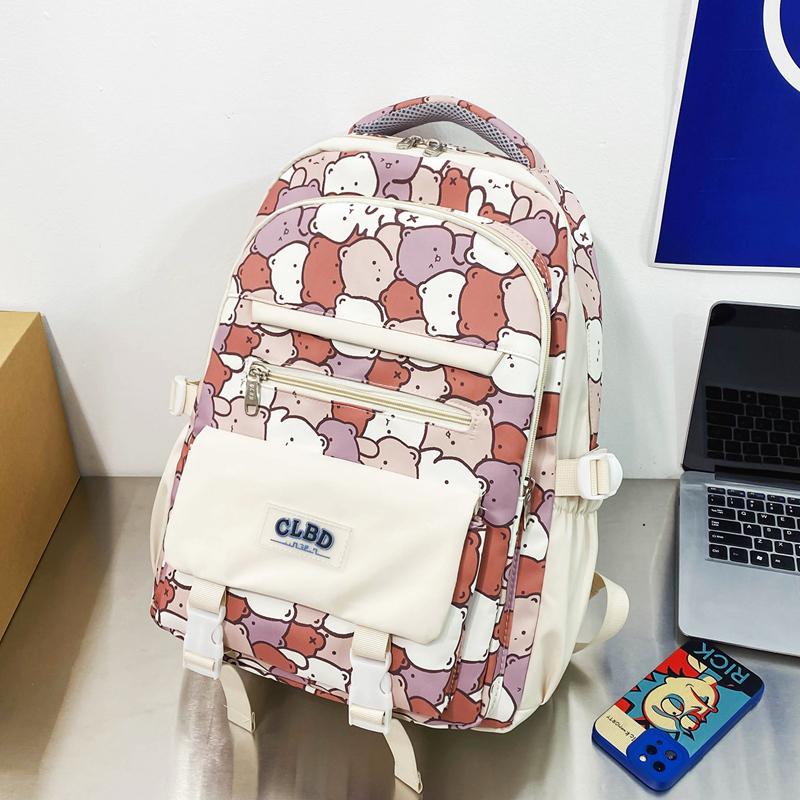 Школьная сумка с граффити, женский старшеклассник, большой вместительный рюкзак с героями мультфильмов