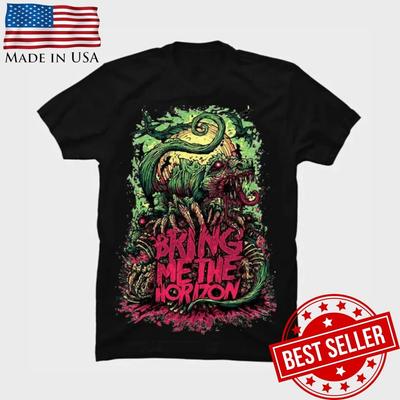 Футболка в стиле Bring Me The Horizon с графикой монстра из хоррора, футболка металкор группы, унисекс футболка
