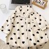 Корейские Ins черные женские пижамы с принтом в форме сердца Cloud Cotton Cute Summer Y2k Sleepwear Vitality Youth Fashion Lounges