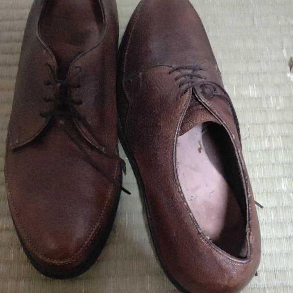 60s-70s Vintage/Allen Edmonds Turf-Skos/Pigskin/Boarhide U-Tip Leather Shoes/9.5C/26.5-27.0/Brown/(USED)